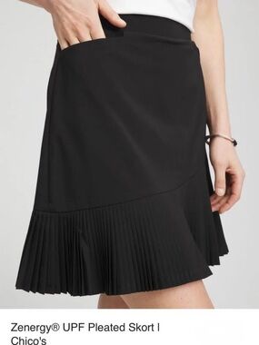 Chico's Black Pleated Hem Skort